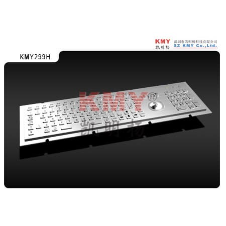 IP65 Kiosk Metal Keyboard with Trackball and Numpad Kmy299h
